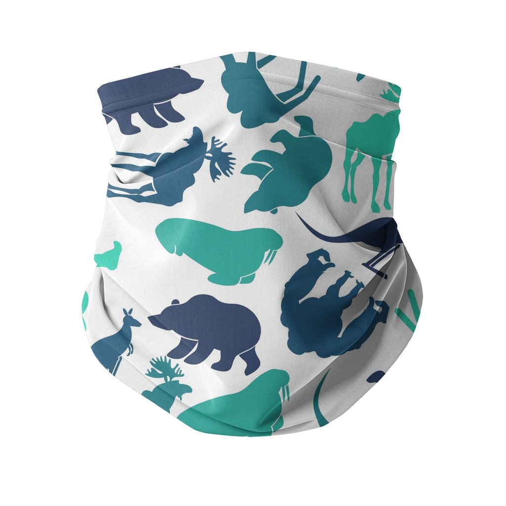 Moose, bear, kangaroo white pattern Sublimation Neck Gaiter-Sublimation Neck Gaiter-I love Veterinary