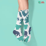Moose, bear, kangaroo white pattern Sublimation Tube Sock-Sublimation Sock-I love Veterinary