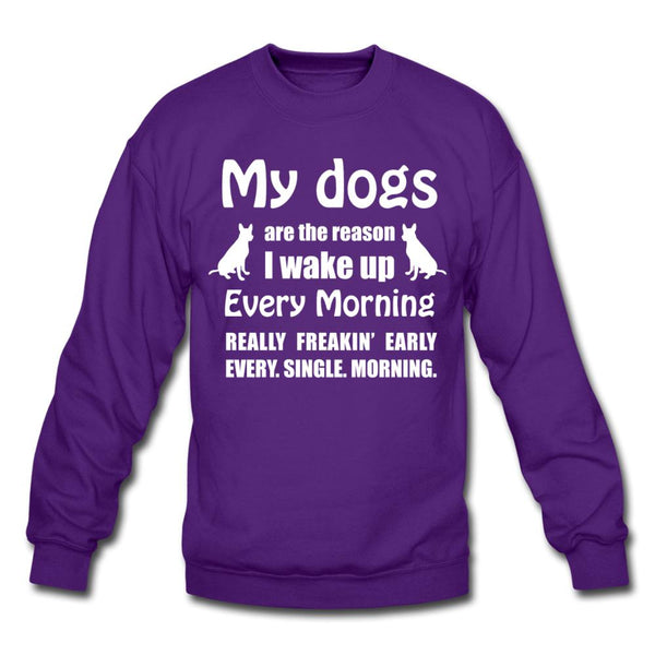 My dogs are the reason I wake up Crewneck Sweatshirt-Unisex Crewneck Sweatshirt | Gildan 18000-I love Veterinary