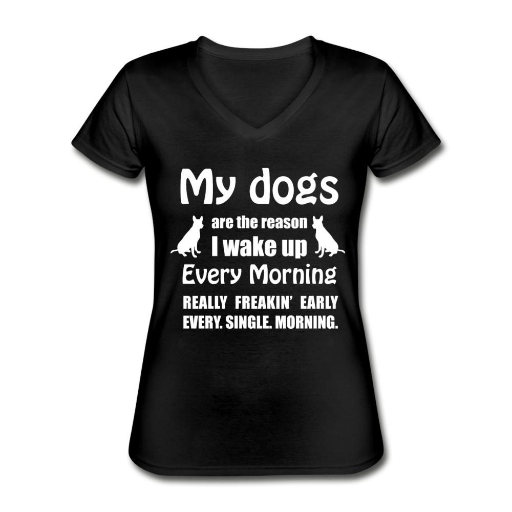 My dogs are the reason I wake up Women's V-Neck T-Shirt-Women's V-Neck T-Shirt | Fruit of the Loom L39VR-I love Veterinary