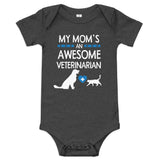 My Mom's an Awesome Veterinarian Baby short sleeve one piece-Baby Jersey Short Sleeve One Piece | Bella + Canvas 100B-I love Veterinary