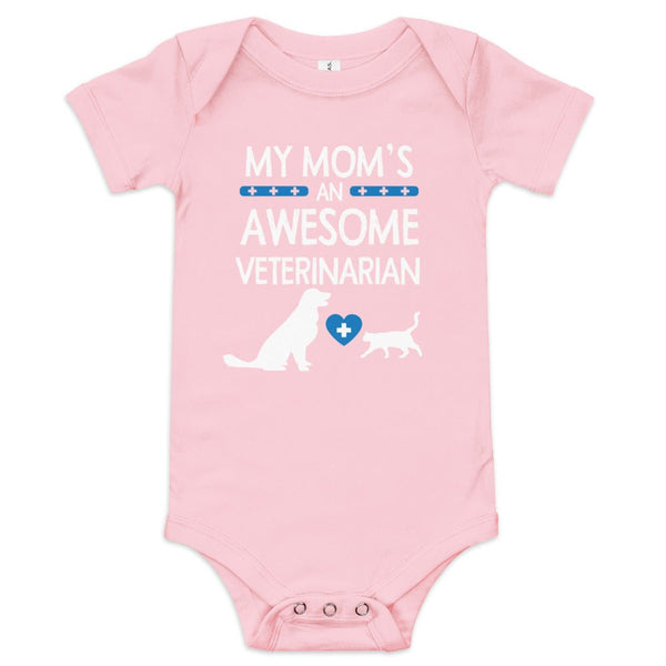 My Mom's an Awesome Veterinarian Baby short sleeve one piece-I love Veterinary