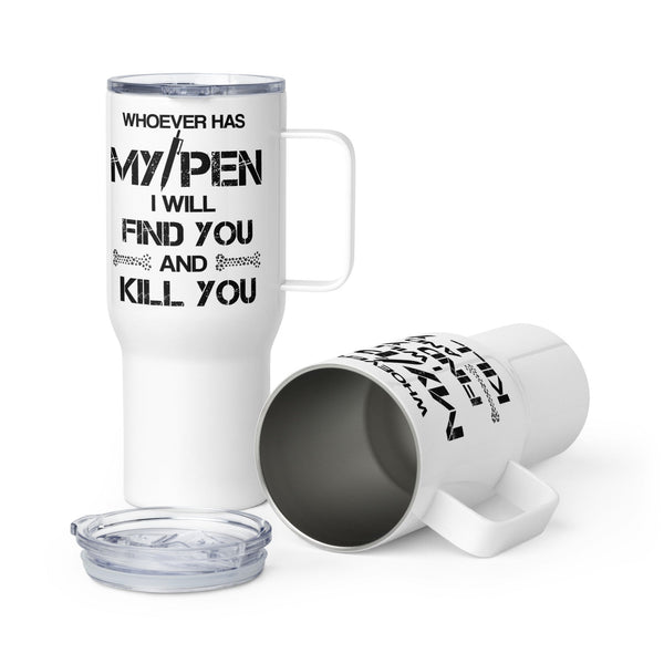 My Pen Joke Travel mug with a handle-Travel Mug with a Handle-I love Veterinary