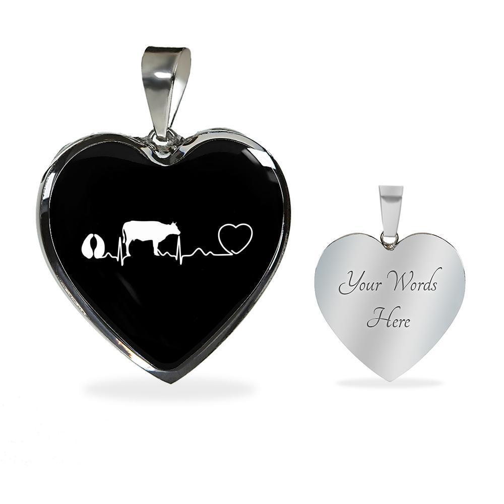 Large Animal Veterinarian Jewelry Gift Luxury Heart Necklace - Cow pulse-Necklace-I love Veterinary