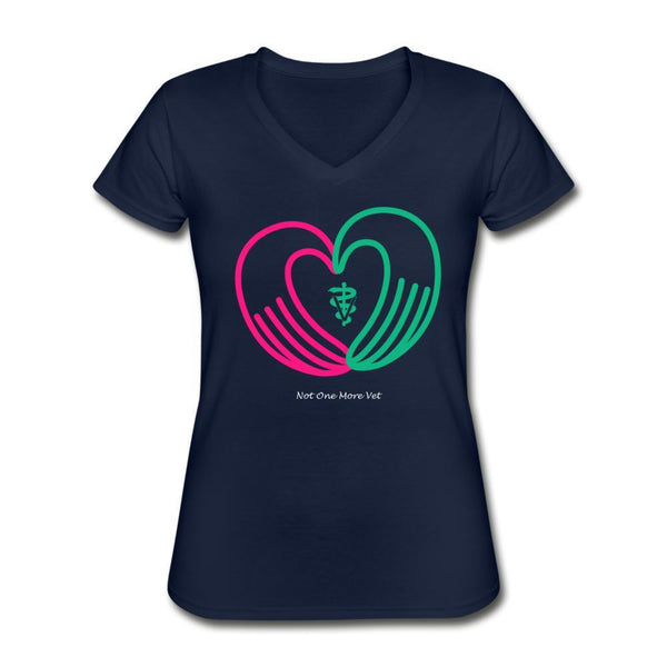NOMV Heart made of hands Women's V-Neck T-Shirt-NOMV-I love Veterinary