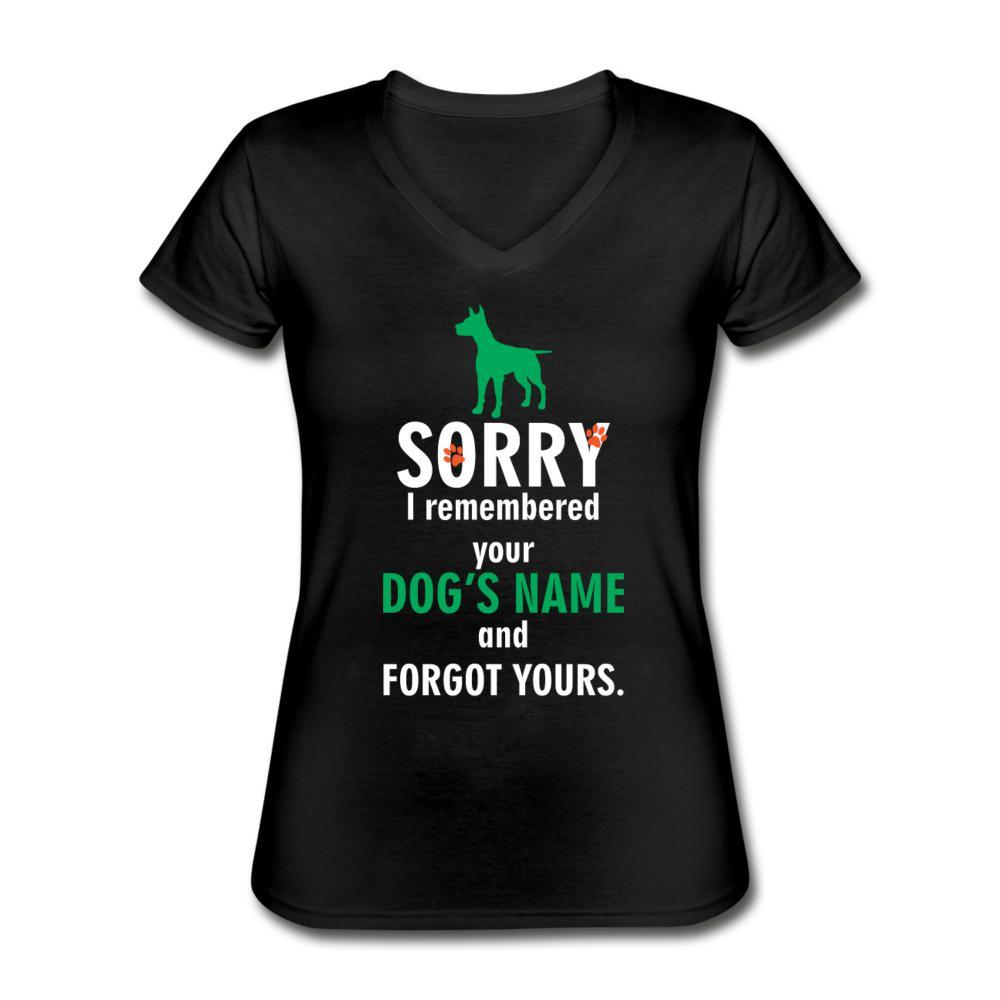 NOMV I remembered your dog's name Women's V-Neck T-Shirt-NOMV-I love Veterinary