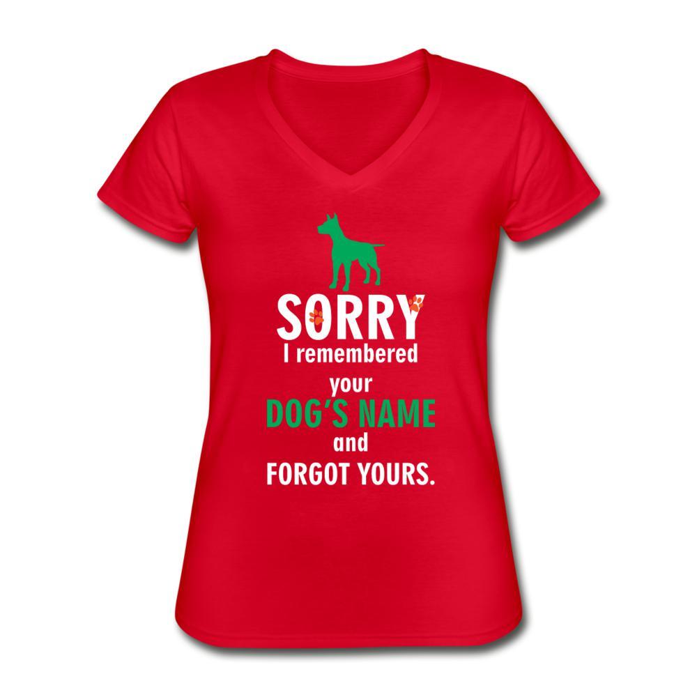 NOMV I remembered your dog's name Women's V-Neck T-Shirt-NOMV-I love Veterinary