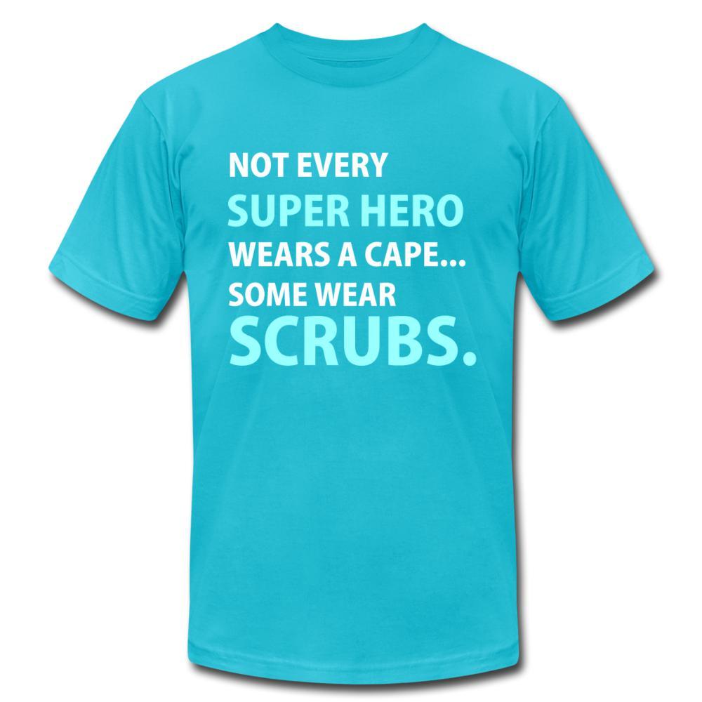 Not every super hero wears a cape... Some wear scrubs. Unisex T-shirt-Unisex T-Shirt | Bella + Canvas 3001-I love Veterinary