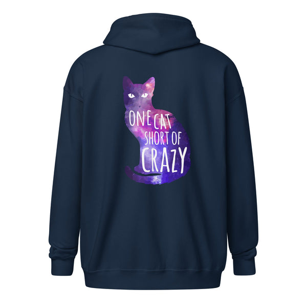 One Cat short of Crazy Unisex heavy blend zip hoodie-Unisex Heavy Blend Zip Hoodie | Gildan 18600-I love Veterinary