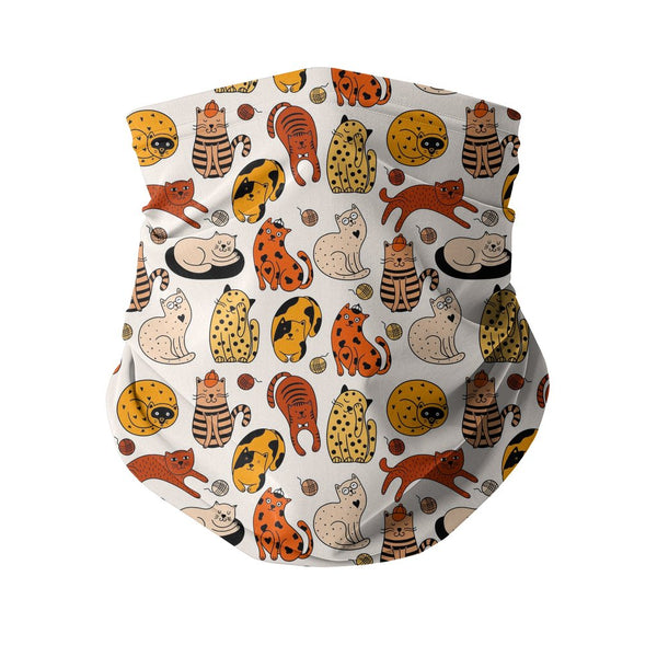 Orange cats pattern Sublimation Neck Gaiter-Sublimation Neck Gaiter-I love Veterinary