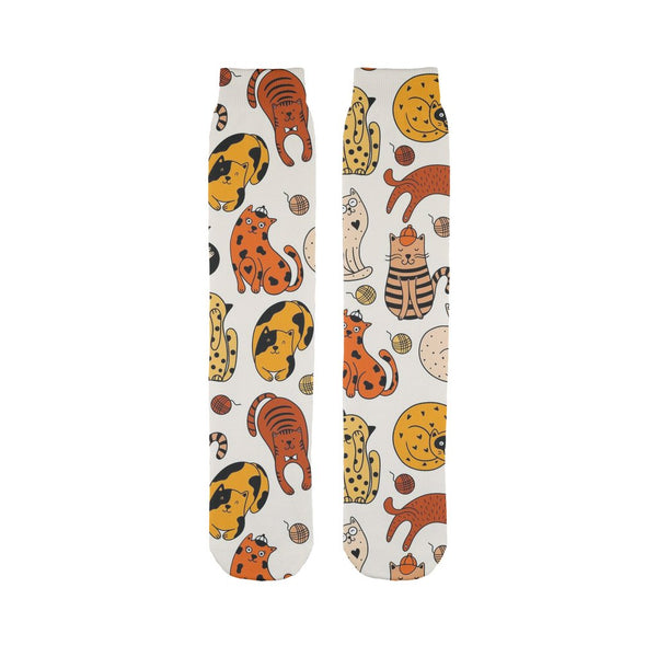 Orange cats pattern Sublimation Tube Sock-Sublimation Sock-I love Veterinary