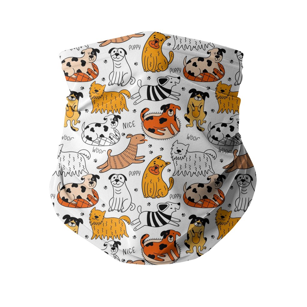 Orange Dogs pattern Sublimation Neck Gaiter-Sublimation Neck Gaiter-I love Veterinary