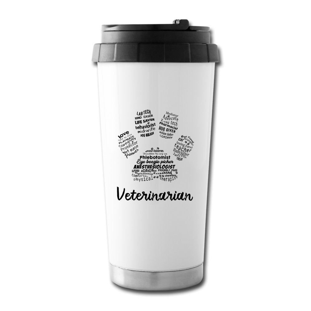Paw Print 16 oz Travel Mug-Travel Mug-I love Veterinary