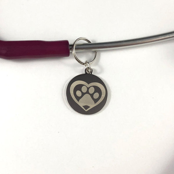 Pawprint in heart Stethoscope tag-Stethoscope tag-I love Veterinary