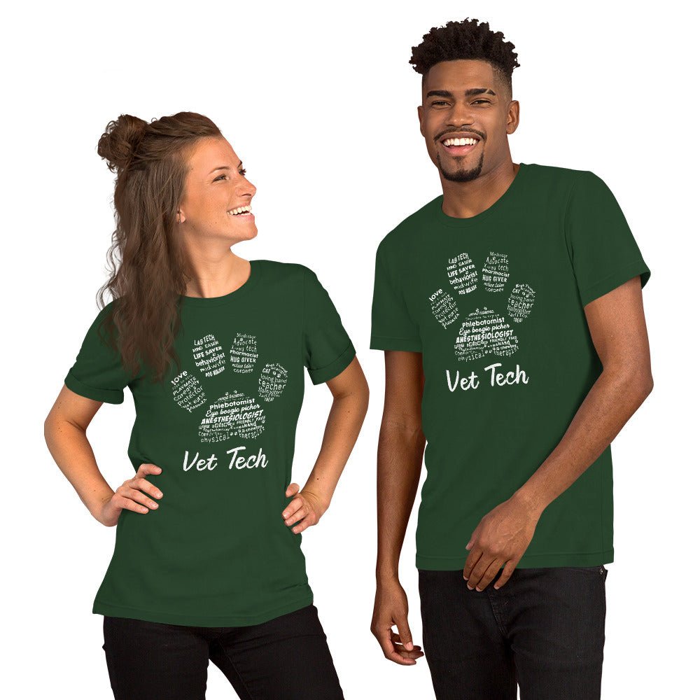 PawPrint Vet Tech Unisex T-shirt Bella + Canvas 3001-Unisex T-Shirt | Bella + Canvas 3001-I love Veterinary