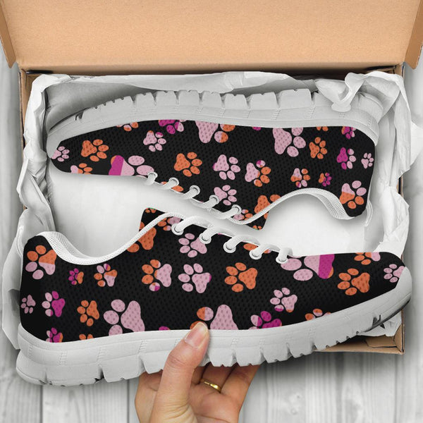 Pawprints Pattern Colorful - Women's Sneakers-Sneakers-I love Veterinary
