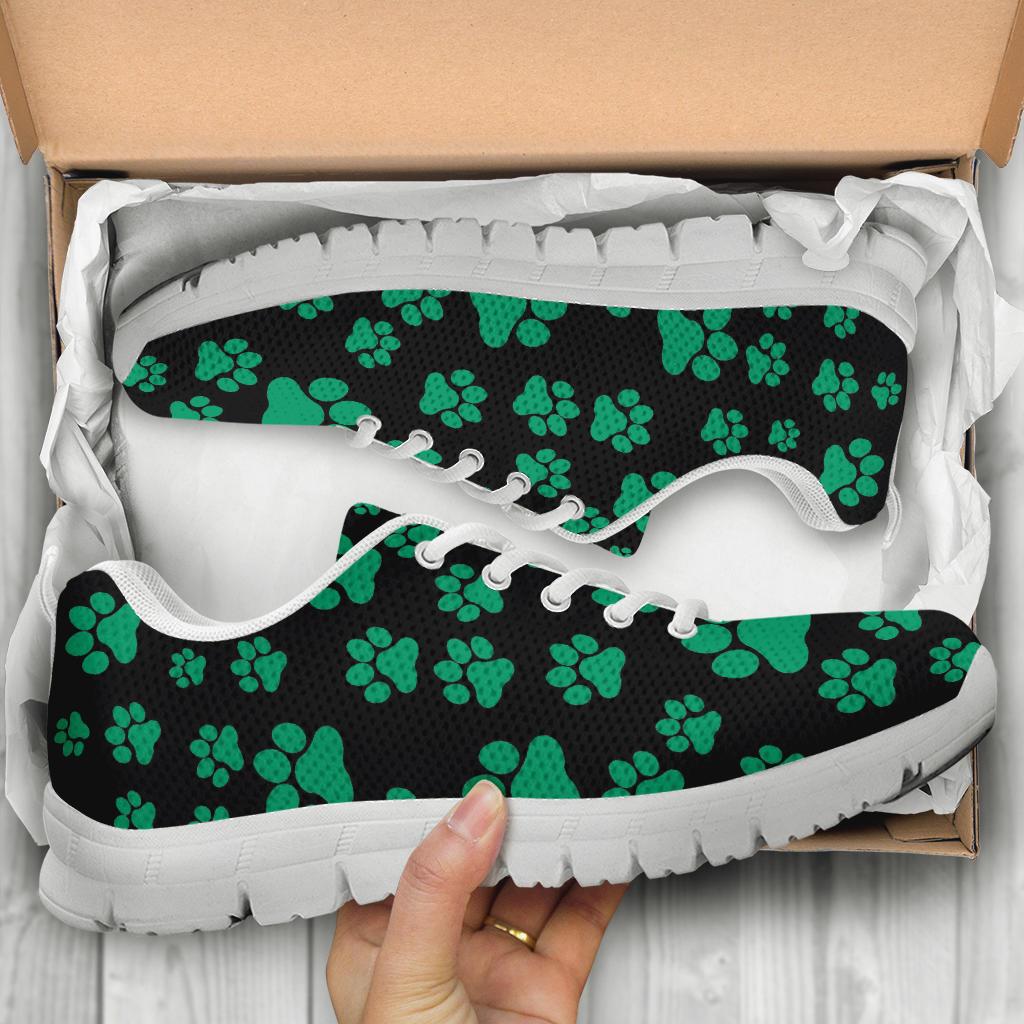 Pawprints Pattern Teal - Women's Sneakers-Sneakers-I love Veterinary