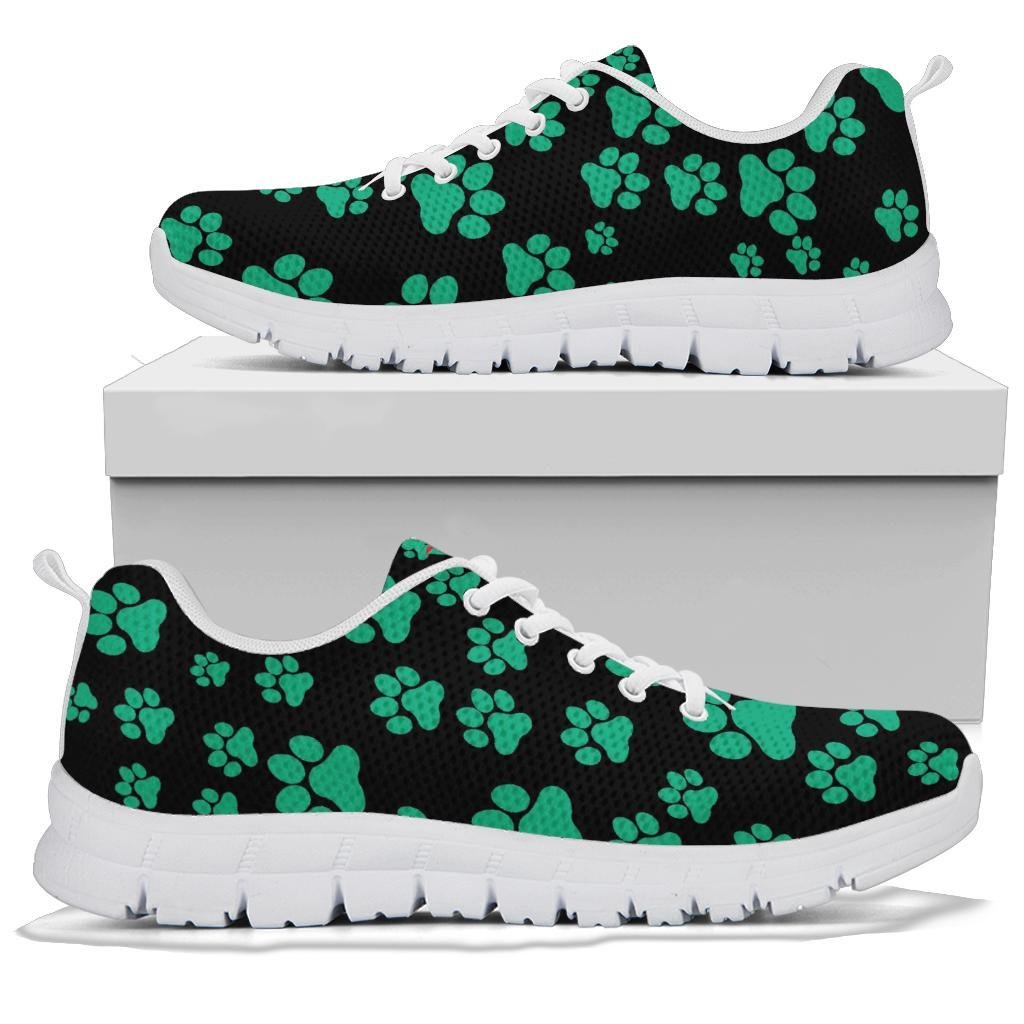 Pawprints Pattern Teal - Women's Sneakers-Sneakers-I love Veterinary