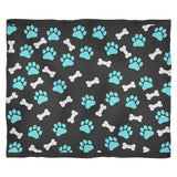 Paws and bones Black Fleece Blanket-Blankets-I love Veterinary