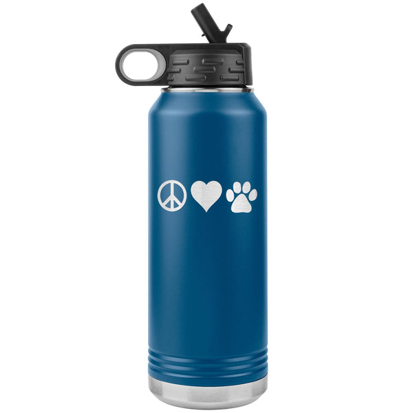 Peace, love, animals Water Bottle Tumbler 32 oz-Tumblers-I love Veterinary
