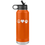 Peace, love, animals Water Bottle Tumbler 32 oz-Water Bottle Tumbler-I love Veterinary