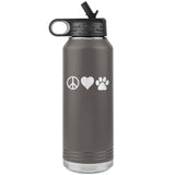 Peace, love, animals Water Bottle Tumbler 32 oz-Tumblers-I love Veterinary