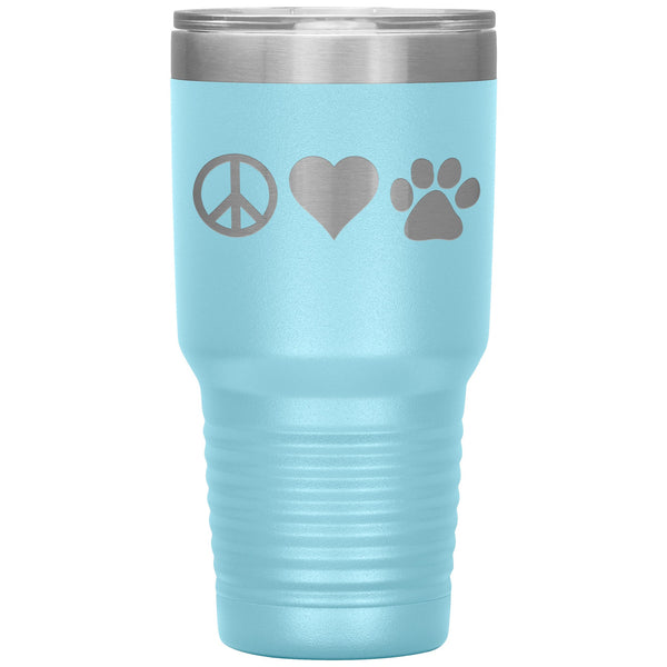 Peace, love, paws 30oz Vacuum Tumbler-Tumblers-I love Veterinary