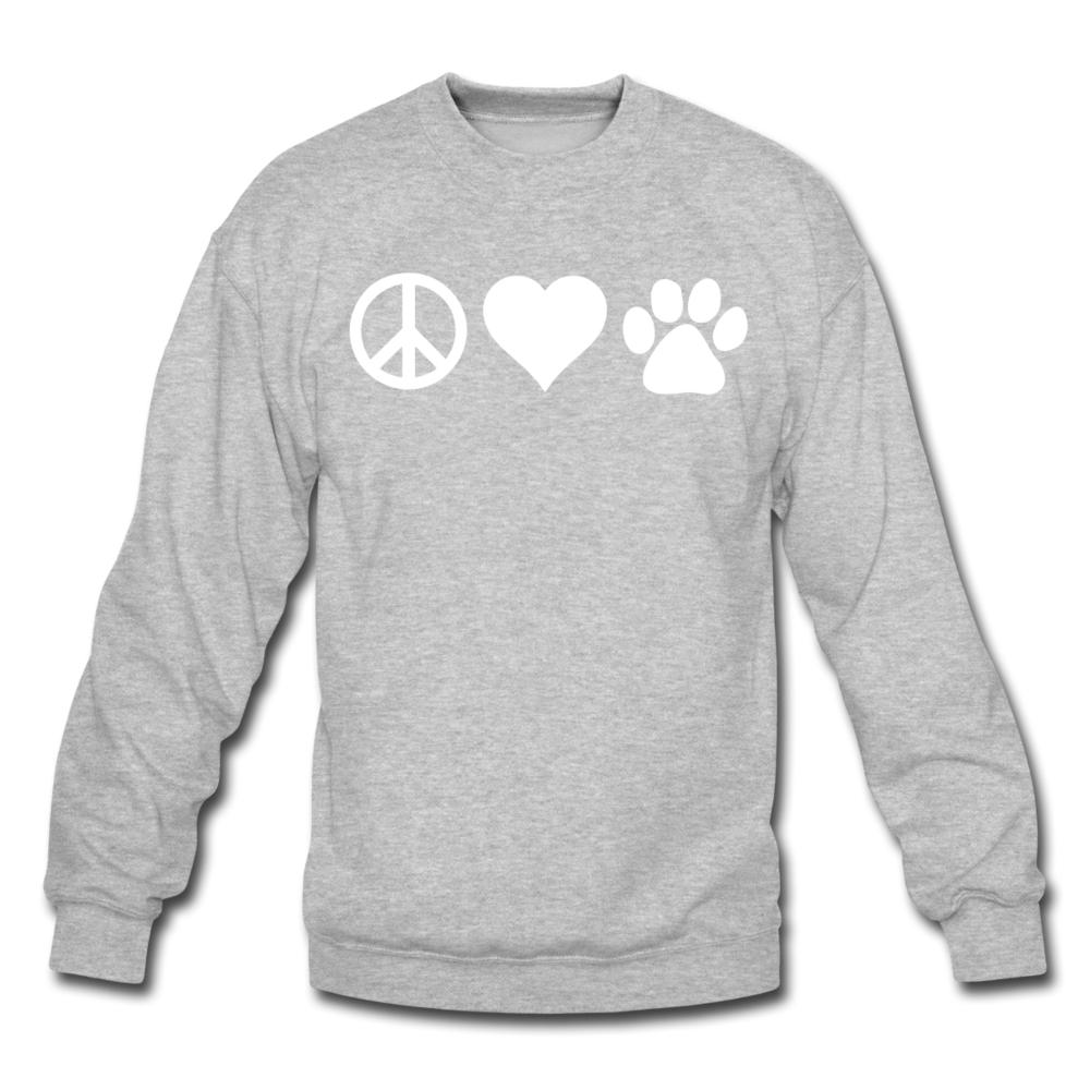 Peace, love, paws Crewneck Sweatshirt-Unisex Crewneck Sweatshirt | Gildan 18000-I love Veterinary