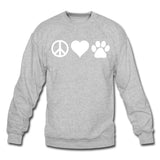 Peace, love, paws Crewneck Sweatshirt-Unisex Crewneck Sweatshirt | Gildan 18000-I love Veterinary