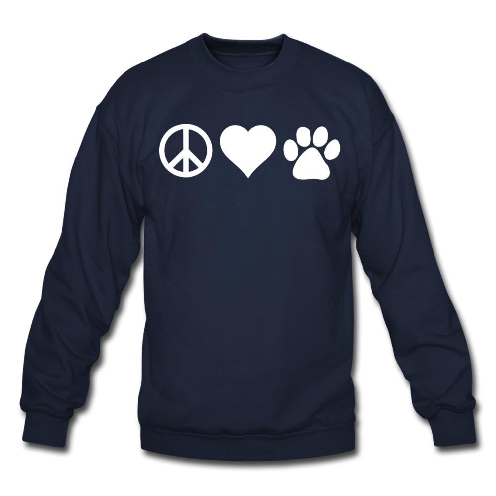 Peace, love, paws Crewneck Sweatshirt-Unisex Crewneck Sweatshirt | Gildan 18000-I love Veterinary