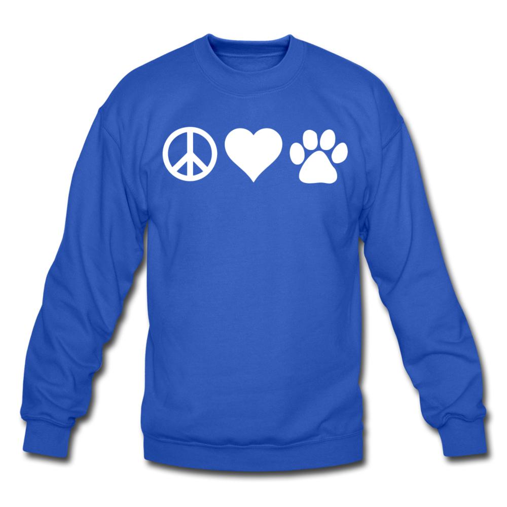 Peace, love, paws Crewneck Sweatshirt-Unisex Crewneck Sweatshirt | Gildan 18000-I love Veterinary