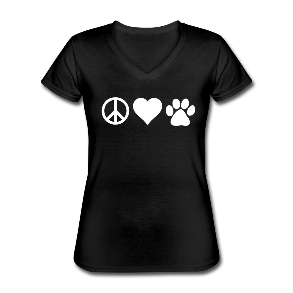 Peace, love, paws Women's V-Neck T-Shirt-Women's V-Neck T-Shirt | Fruit of the Loom L39VR-I love Veterinary