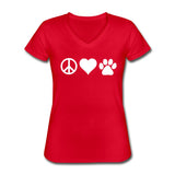 Peace, love, paws Women's V-Neck T-Shirt-Women's V-Neck T-Shirt | Fruit of the Loom L39VR-I love Veterinary