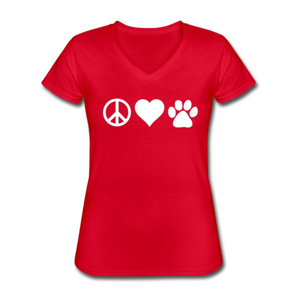Peace, love, paws Women's V-Neck T-Shirt-Women's V-Neck T-Shirt | Fruit of the Loom L39VR-I love Veterinary