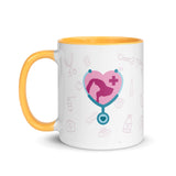 Personalizable Mug with Color Inside-White Ceramic Mug with Color Inside-I love Veterinary