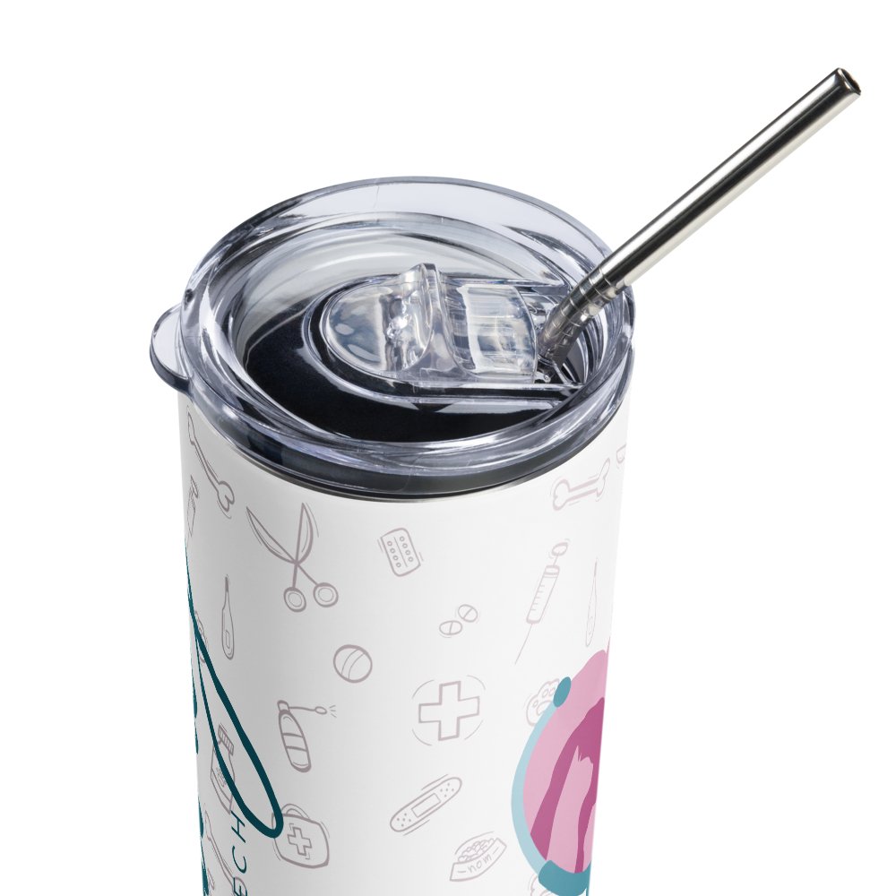 Personalizable Veterinary Stainless Steel Tumbler with Metal Straw-Stainless Steel Tumbler-I love Veterinary