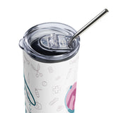 Personalizable Veterinary Stainless Steel Tumbler with Metal Straw-I love Veterinary