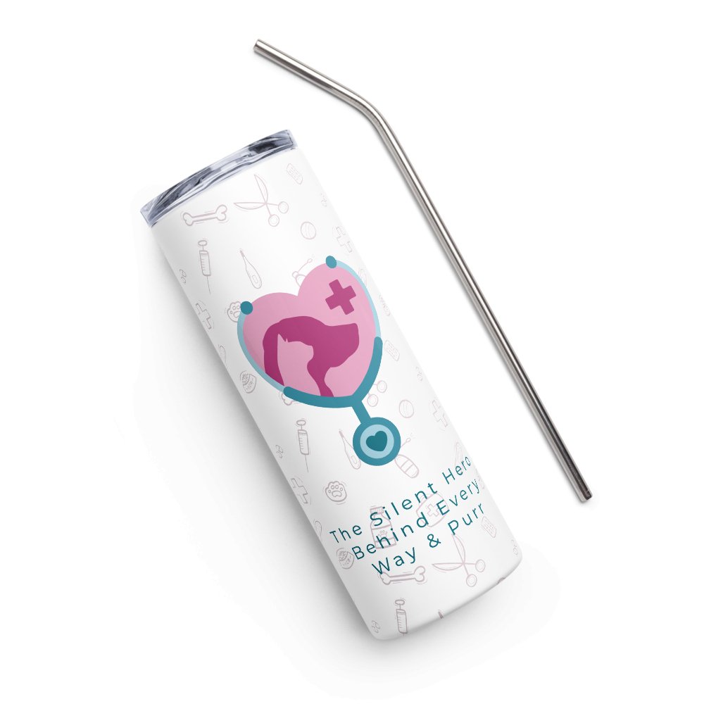 Personalizable Veterinary Stainless Steel Tumbler with Metal Straw-Stainless Steel Tumbler-I love Veterinary