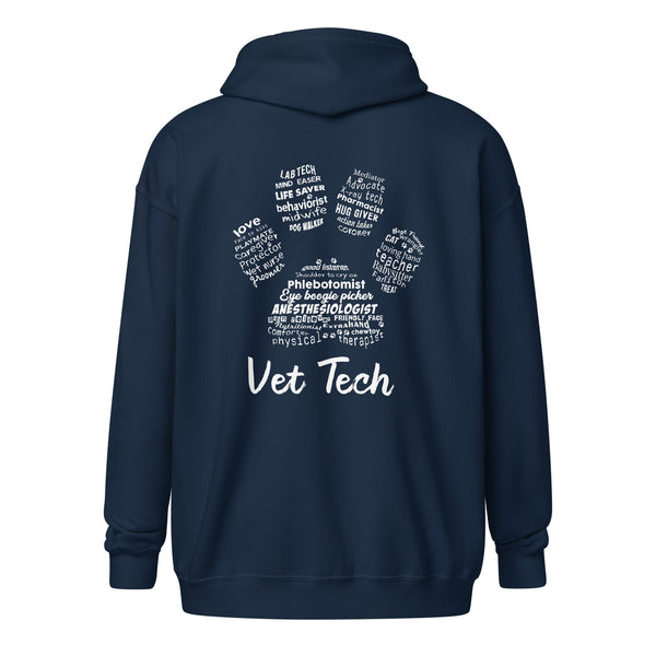 Personalize with your name - Vet Tech Pawprint Unisex heavy blend zip hoodie-I love Veterinary