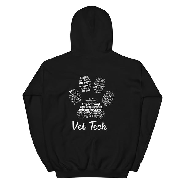 Personalize with your name - Vet Tech Pawprint Unisex Hoodie-Unisex Heavy Blend Hoodie | Gildan 18500-I love Veterinary