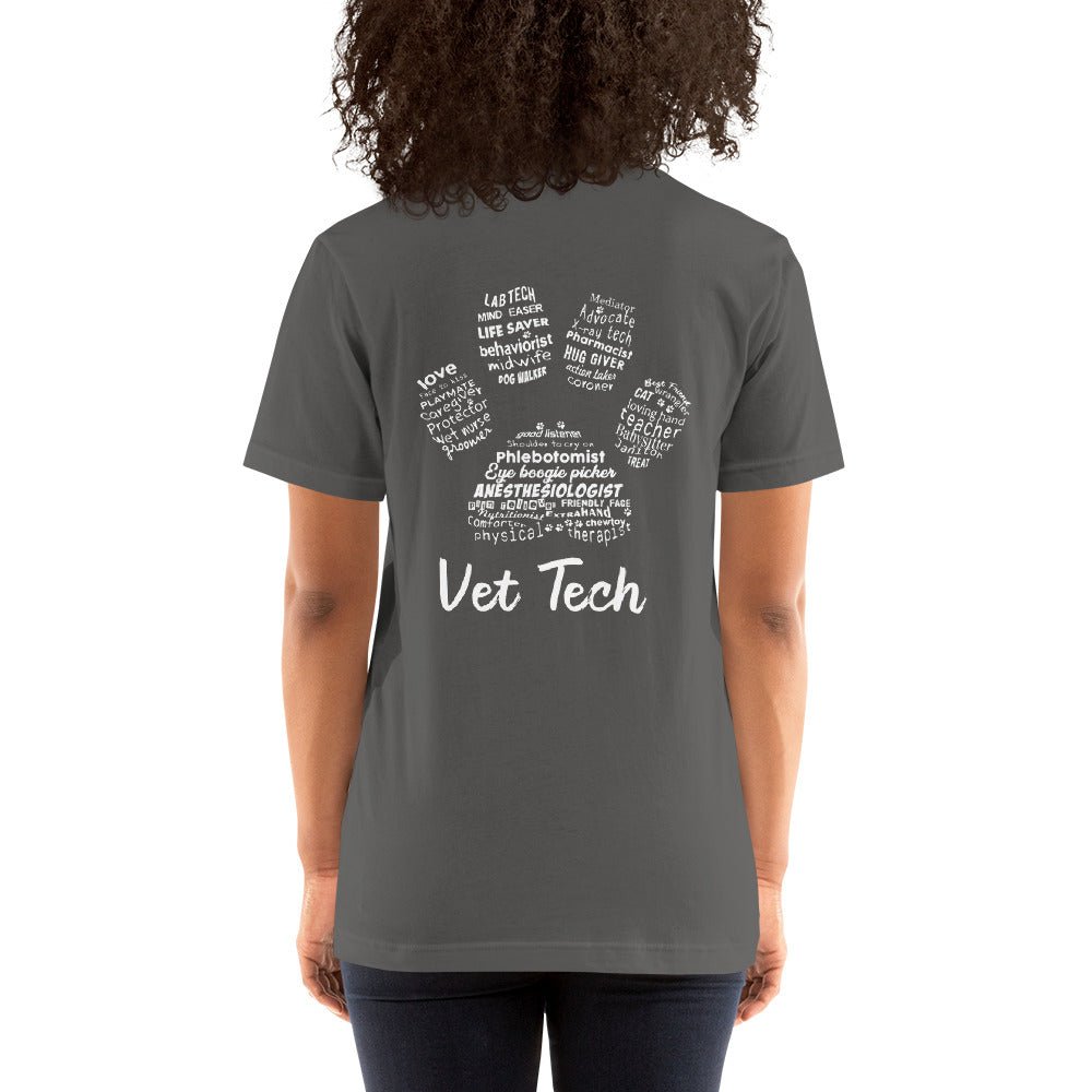 Personalize with your name - Vet Tech Pawprint Unisex T-shirt Bella + Canvas 3001-Unisex T-Shirt | Bella + Canvas 3001-I love Veterinary