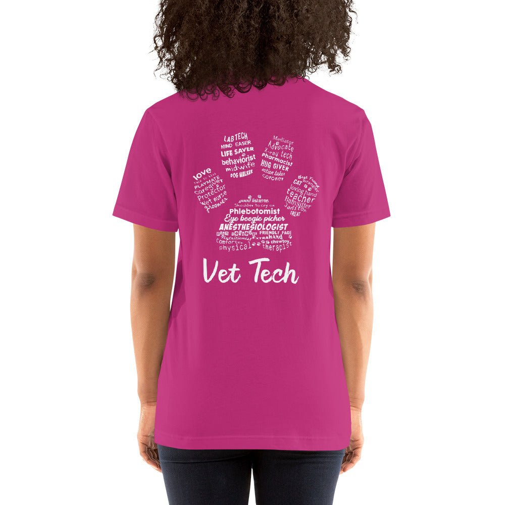 Personalize with your name - Vet Tech Pawprint Unisex T-shirt Bella + Canvas 3001-Unisex T-Shirt | Bella + Canvas 3001-I love Veterinary