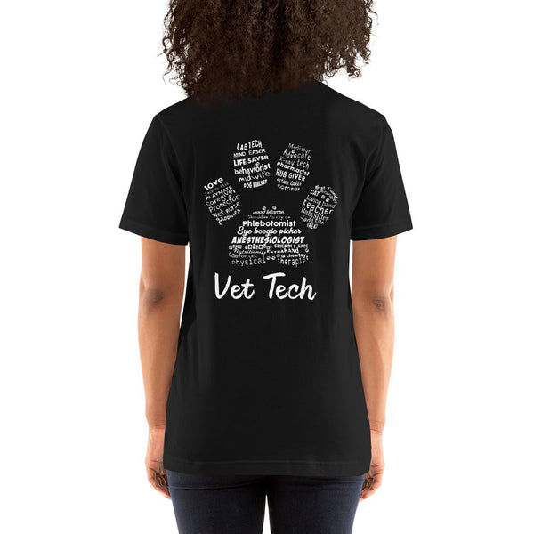Personalize with your name - Vet Tech Pawprint Unisex T-shirt Bella + Canvas 3001-Unisex Staple T-Shirt | Bella + Canvas 3001-I love Veterinary