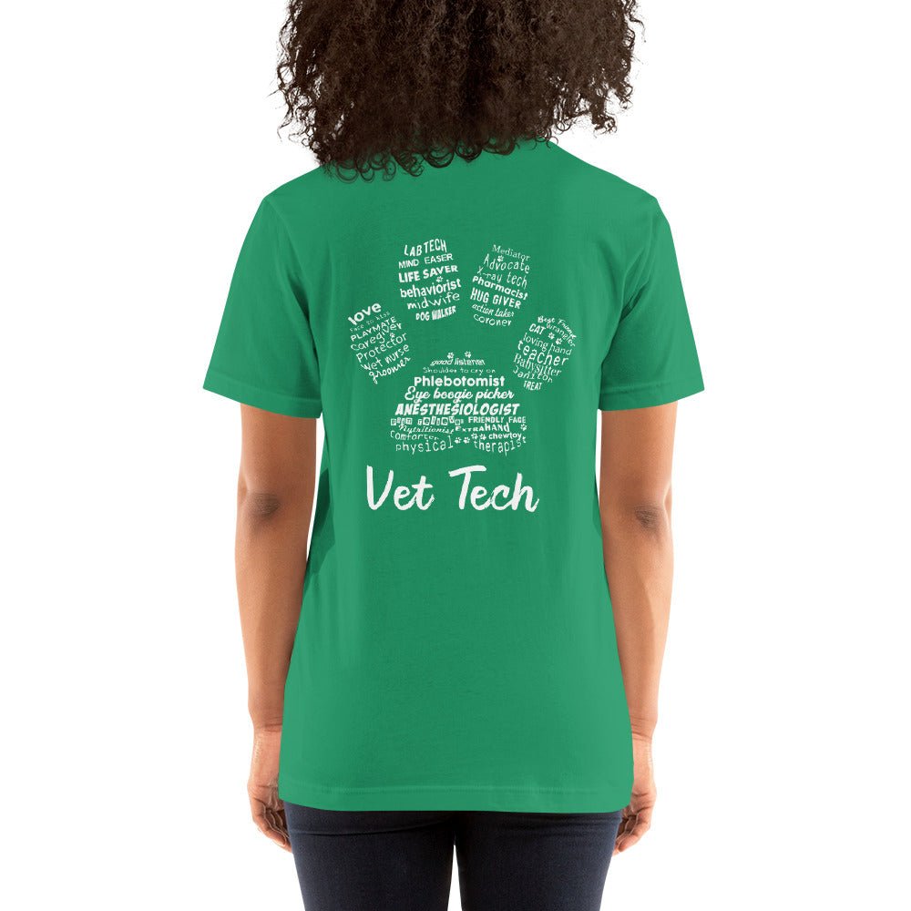 Personalize with your name - Vet Tech Pawprint Unisex T-shirt Bella + Canvas 3001-Unisex T-Shirt | Bella + Canvas 3001-I love Veterinary