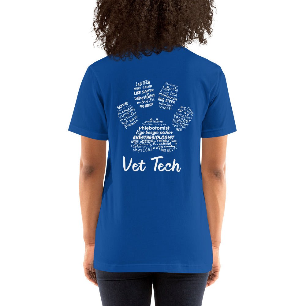 Personalize with your name - Vet Tech Pawprint Unisex T-shirt Bella + Canvas 3001-Unisex T-Shirt | Bella + Canvas 3001-I love Veterinary