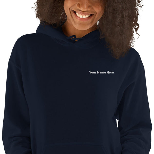 Personalized Embroidery on the front + Printed design on the back Unisex Hoodie-I love Veterinary