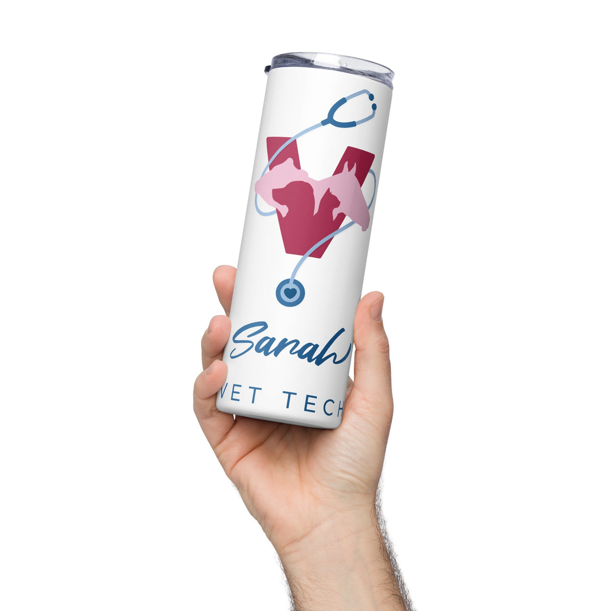 Personalized Veterinary Stainless Steel Tumbler with Metal Straw-Stainless Steel Tumbler-I love Veterinary