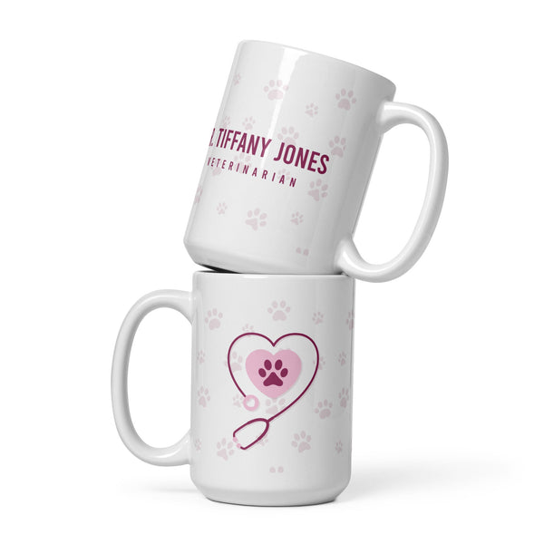 Personalized White glossy mug 11, 15 or 20oz-I love Veterinary