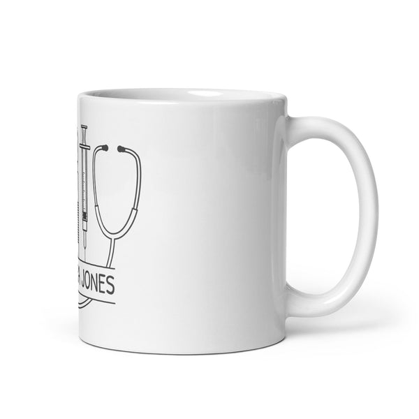 Personalized with Name Instruments White glossy mug-I love Veterinary