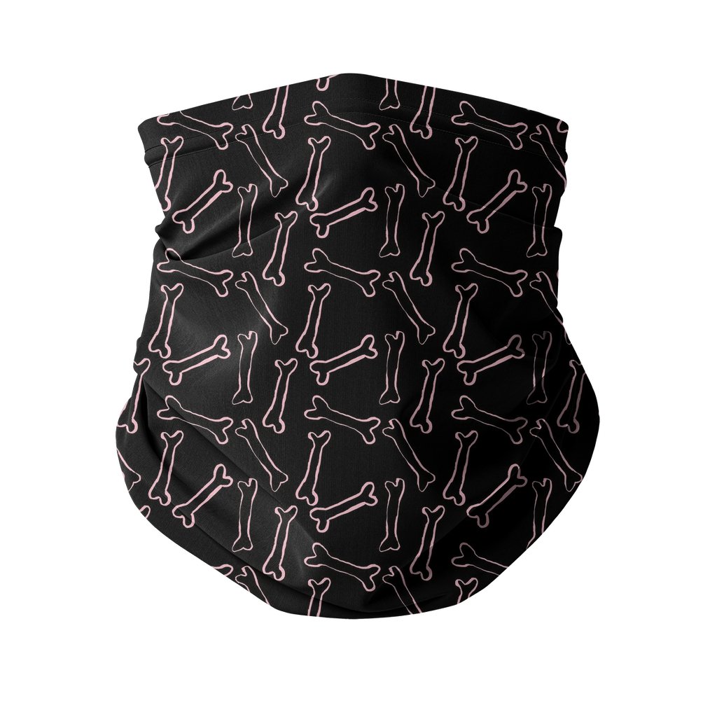 Pink bones black pattern Sublimation Neck Gaiter-Sublimation Neck Gaiter-I love Veterinary